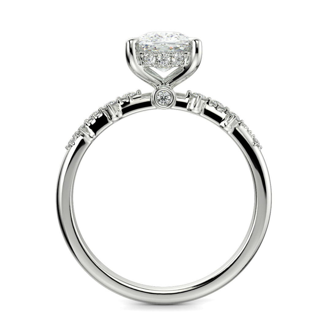 Diana Cushion Cut Pave Hidden Halo 4 Prong Claw Set Engagement Ring Setting