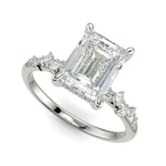 Load image into Gallery viewer, Diana Emerald Cut Pave Hidden Halo 4 Prong Claw Set Engagement Ring Setting
