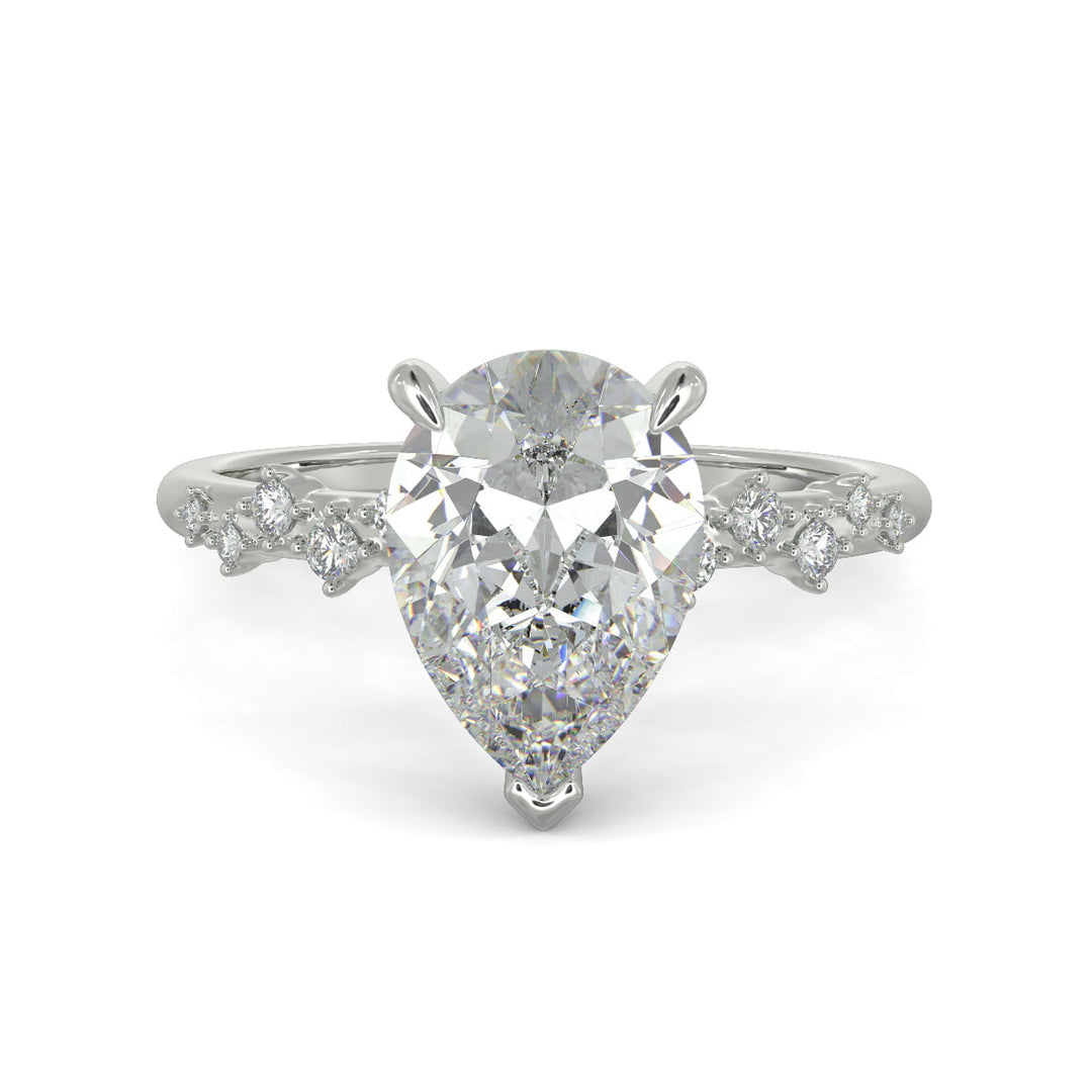 Diana Pear Cut Pave Hidden Halo 4 Prong Claw Set Engagement Ring Setting