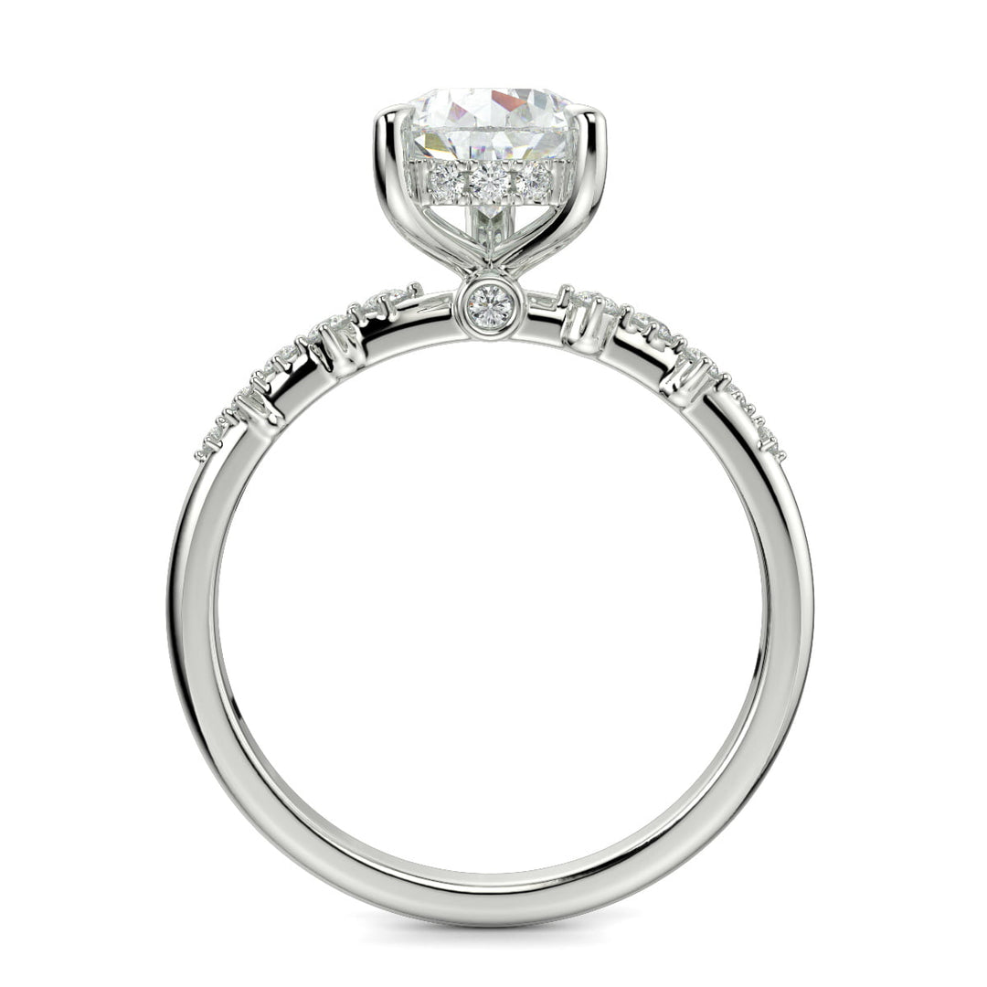Diana Pear Cut Pave Hidden Halo 4 Prong Claw Set Engagement Ring Setting