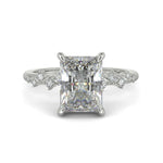 Load image into Gallery viewer, Diana Radiant Cut Pave Hidden Halo 4 Prong Claw Set Engagement Ring Setting
