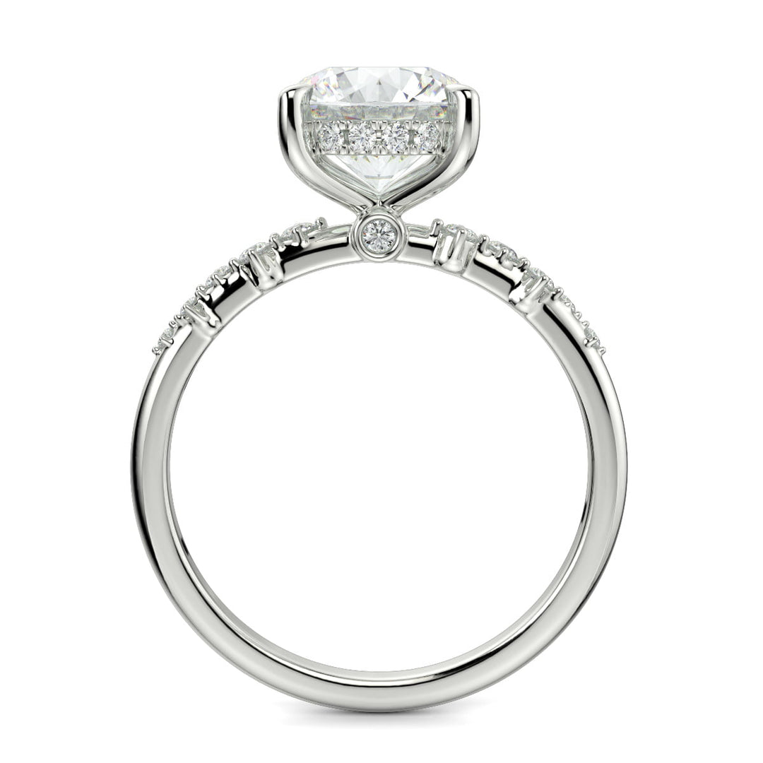 Diana Round Cut Pave Hidden Halo 4 Prong Claw Set Engagement Ring Setting