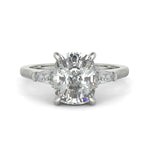 Load image into Gallery viewer, Emma Cushion Cut Trilogy 3 Stone 4 Prong Claw Set Engagement Ring Setting
