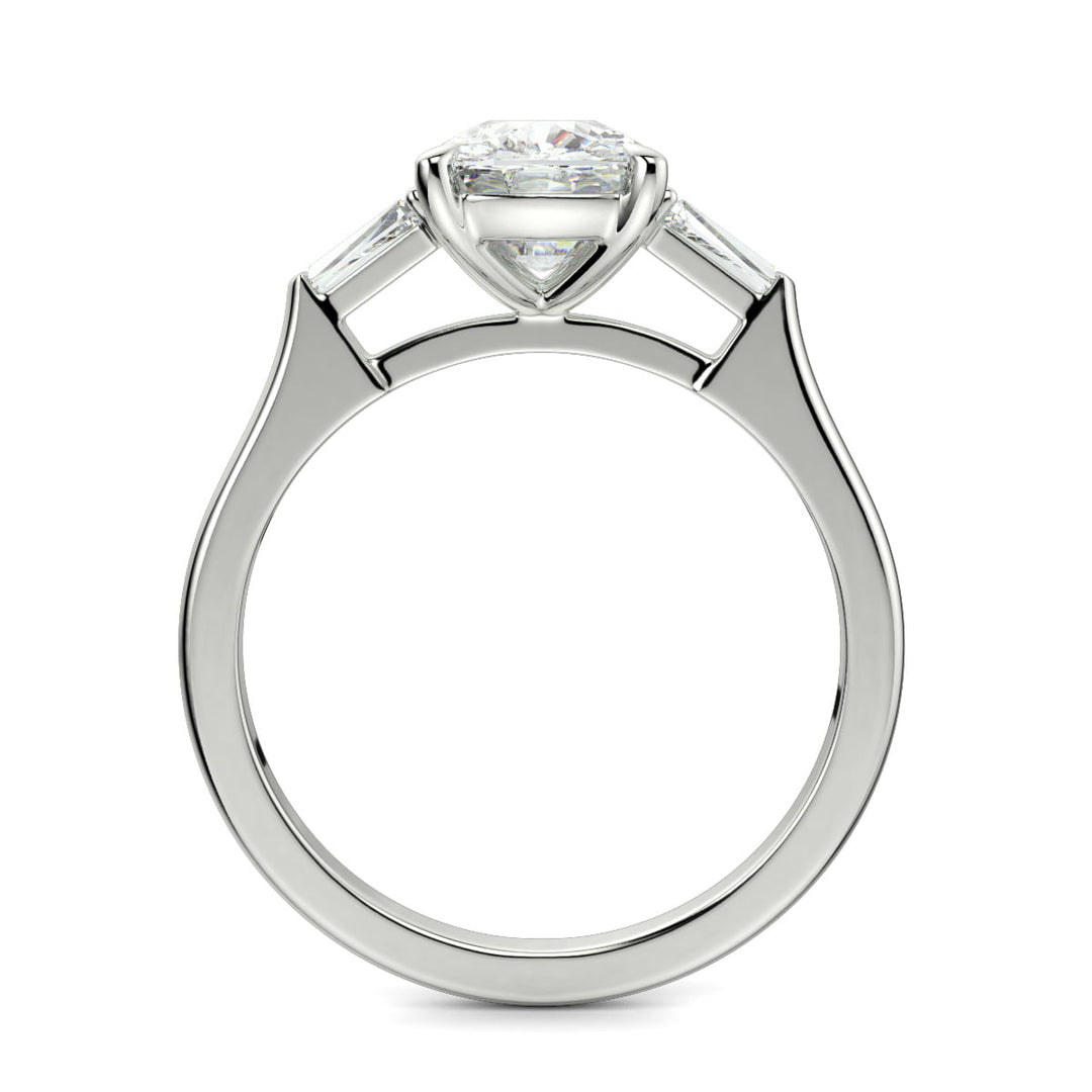 Emma Cushion Cut Trilogy 3 Stone 4 Prong Claw Set Engagement Ring Setting