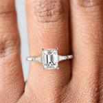 Load image into Gallery viewer, Emma Emerald Cut Trilogy 3 Stone 4 Prong Claw Set Engagement Ring Setting
