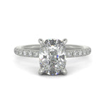 Load image into Gallery viewer, Gabrielle Cushion Cut Pave Hidden Halo 4 Prong Claw Set Engagement Ring Setting
