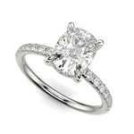 Load image into Gallery viewer, Gabrielle Cushion Cut Pave Hidden Halo 4 Prong Claw Set Engagement Ring Setting
