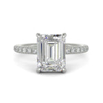 Load image into Gallery viewer, Gabrielle Emerald Cut Pave Hidden Halo 4 Prong Claw Set Engagement Ring Setting
