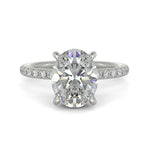 Load image into Gallery viewer, Gabrielle Oval Cut Pave Hidden Halo 4 Prong Claw Set Engagement Ring Setting
