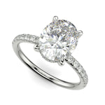 Load image into Gallery viewer, Gabrielle Oval Cut Pave Hidden Halo 4 Prong Claw Set Engagement Ring Setting
