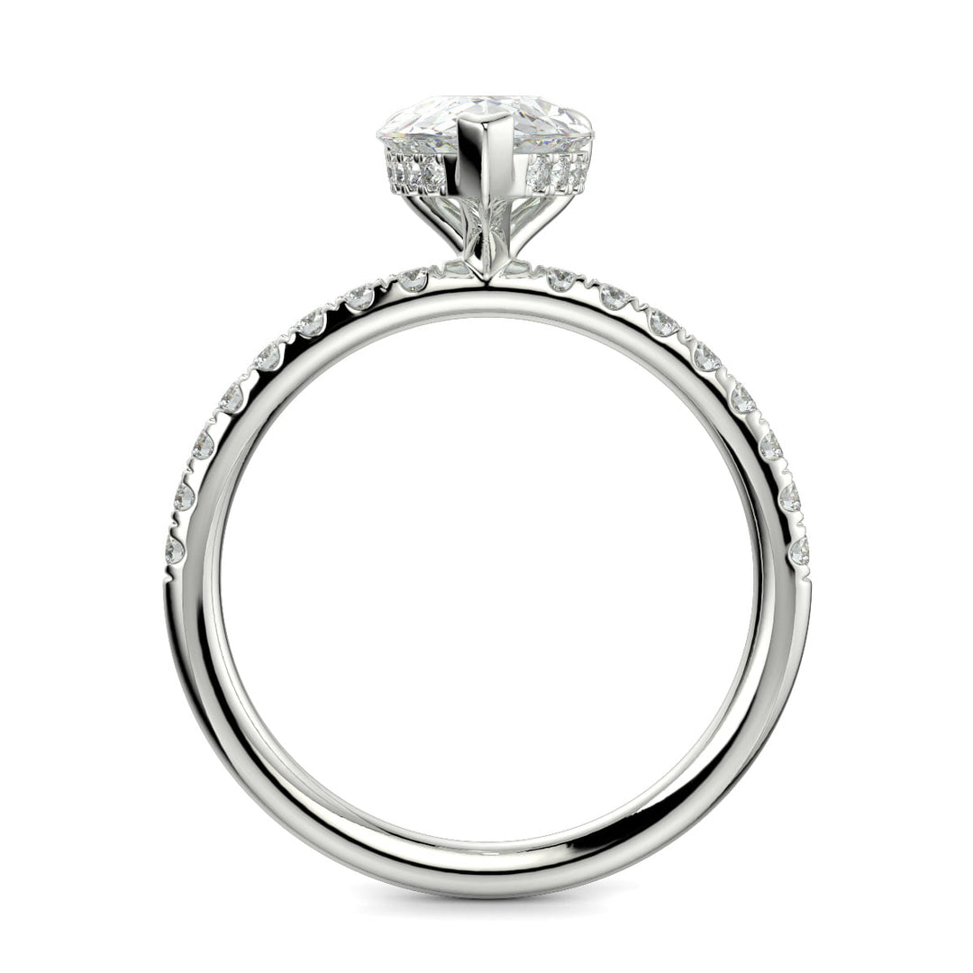 Gabrielle Pear Cut Pave Hidden Halo 4 Prong Claw Set Engagement Ring Setting