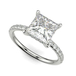 Load image into Gallery viewer, Gabrielle Princess Cut Pave Hidden Halo 4 Prong Claw Set Engagement Ring Setting
