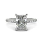 Load image into Gallery viewer, Gabrielle Radiant Cut Pave Hidden Halo 4 Prong Claw Set Engagement Ring Setting
