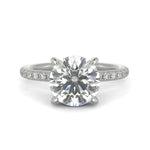 Load image into Gallery viewer, Gabrielle Round Cut Pave Hidden Halo 4 Prong Claw Set Engagement Ring Setting
