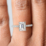 Load image into Gallery viewer, Isabella Emerald Cut Pave Hidden Halo 4 Prong Claw Set Engagement Ring Setting
