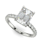 Load image into Gallery viewer, Isabella Emerald Cut Pave Hidden Halo 4 Prong Claw Set Engagement Ring Setting
