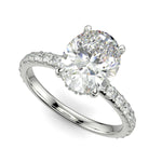 Load image into Gallery viewer, Isabella Oval Cut Pave Hidden Halo 4 Prong Claw Set Engagement Ring Setting
