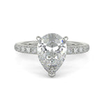 Load image into Gallery viewer, Isabella Pear Cut Pave Hidden Halo 4 Prong Claw Set Engagement Ring Setting
