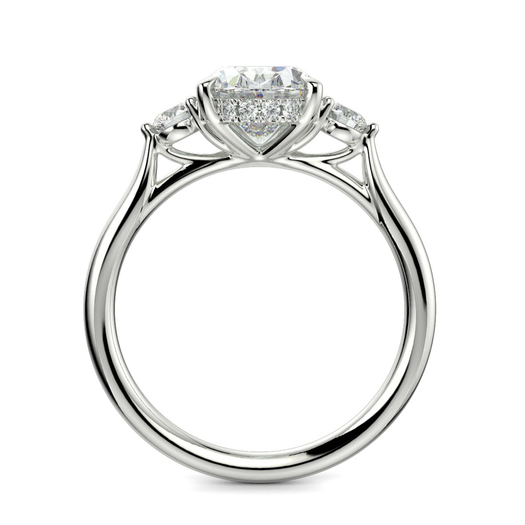 Juliet Oval Cut Trilogy Pave 4 Prong Claw Set Engagement Ring Setting