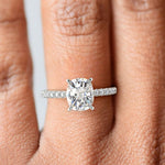Load image into Gallery viewer, Madeline Cushion Cut Pave Hidden Halo 4 Prong Claw Set Engagement Ring Setting
