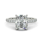 Load image into Gallery viewer, Madeline Cushion Cut Pave Hidden Halo 4 Prong Claw Set Engagement Ring Setting
