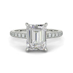 Load image into Gallery viewer, Madeline Emerald Cut Pave Hidden Halo 4 Prong Claw Set Engagement Ring Setting
