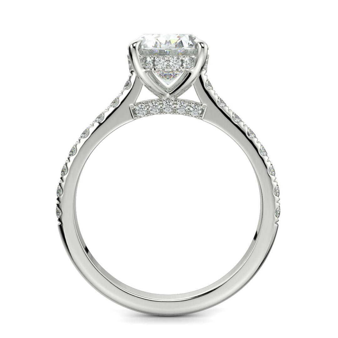 Madeline Oval Cut Pave Hidden Halo 4 Prong Claw Set Engagement Ring Setting
