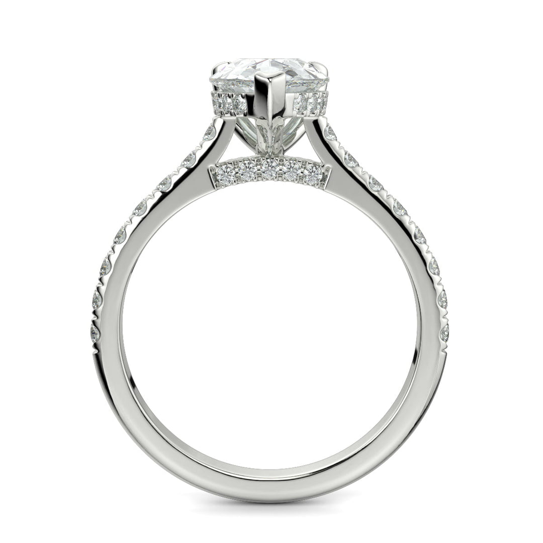Madeline Pear Cut Pave Hidden Halo 4 Prong Claw Set Engagement Ring Setting