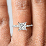 Load image into Gallery viewer, Madeline Princess Cut Pave Hidden Halo 4 Prong Claw Set Engagement Ring Setting
