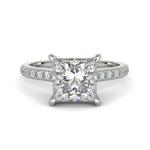 Load image into Gallery viewer, Madeline Princess Cut Pave Hidden Halo 4 Prong Claw Set Engagement Ring Setting
