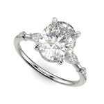 Load image into Gallery viewer, Monique Oval Cut Hidden Halo Side Stones 4 Prong Claw Set Engagement Ring Setting
