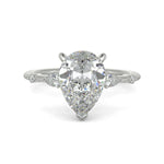 Load image into Gallery viewer, Monique Pear Cut Hidden Halo Side Stones 4 Prong Claw Set Engagement Ring Setting
