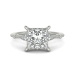 Load image into Gallery viewer, Monique Princess Cut Hidden Halo Side Stones 4 Prong Claw Set Engagement Ring Setting
