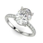 Load image into Gallery viewer, Nicollette Oval Cut Pave Hidden Halo 4 Prong Claw Set Engagement Ring Setting
