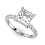 Load image into Gallery viewer, Nicollette Princess Cut Pave Hidden Halo 4 Prong Claw Set Engagement Ring Setting
