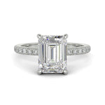 Load image into Gallery viewer, Pauline Emerald Cut Pave Hidden Halo 4 Prong Claw Set Engagement Ring Setting
