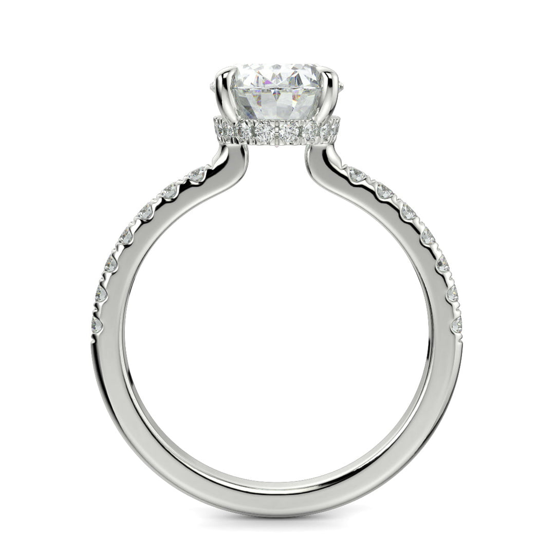 Pauline Oval Cut Pave Hidden Halo 4 Prong Claw Set Engagement Ring Setting
