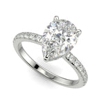 Load image into Gallery viewer, Pauline Pear Cut Pave Hidden Halo 4 Prong Claw Set Engagement Ring Setting
