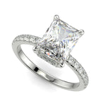 Load image into Gallery viewer, Pauline Radiant Cut Pave Hidden Halo 4 Prong Claw Set Engagement Ring Setting

