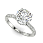 Load image into Gallery viewer, Pauline Round Cut Pave Hidden Halo 4 Prong Claw Set Engagement Ring Setting
