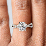 Load image into Gallery viewer, Rosalee Cushion Cut Pave Split Shank Twist Claw Set Engagement Ring Setting
