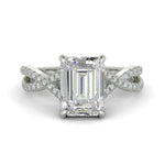 Load image into Gallery viewer, Rosalee Emerald Cut Pave Split Shank Twist Claw Set Engagement Ring Setting
