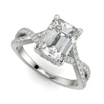 Load image into Gallery viewer, Rosalee Emerald Cut Pave Split Shank Twist Claw Set Engagement Ring Setting
