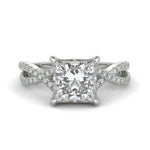 Load image into Gallery viewer, Rosalee Princess Cut Pave Split Shank Twist Claw Set Engagement Ring Setting
