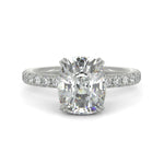 Load image into Gallery viewer, Sylvie Cushion Cut Pave Hidden Halo 4 Prong Claw Set Engagement Ring Setting
