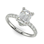 Load image into Gallery viewer, Sylvie Emerald Cut Pave Hidden Halo 4 Prong Claw Set Engagement Ring Setting
