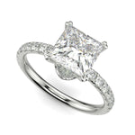 Load image into Gallery viewer, Sylvie Princess Cut Pave Hidden Halo 4 Prong Claw Set Engagement Ring Setting
