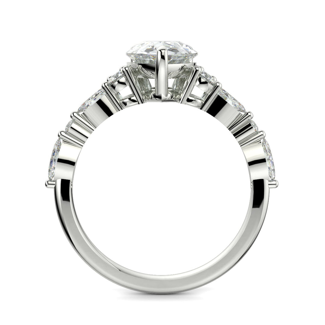Carissa Pear Cut Pave Shared Prong Claw Set Engagement Ring Setting