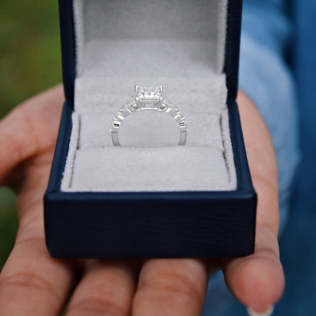 Carissa Princess Cut Pave Shared Prong Claw Set Engagement Ring Setting