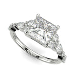 Load image into Gallery viewer, Carissa Princess Cut Pave Shared Prong Claw Set Engagement Ring Setting
